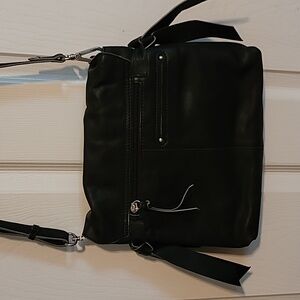 Nino BOSSI black leather crossbody bag